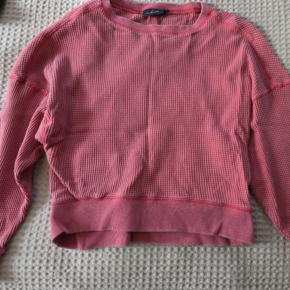 Pink Waffle Knit Sweater